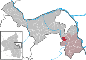 Poziția Hahnheim pe harta districtului Mainz-Bingen