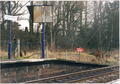 A picture of King's Sutton station in 2000. King's Sutton station was upgraded and re-gained it's footbridge‎ in 2009. The old Network South East name plate was re-painted in Chiltern Railways livery in 2008. The stub of the original platform by the red warning singe, that was demolished in the 1960's, was removed in the 2009 revamp by Chiltern Railways.