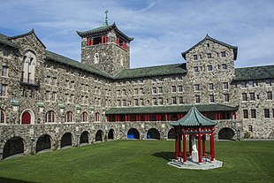 The Asian-inspired fieldstone seminary at Maryknoll, a hill on the outskirts of Ossining, N.Y.