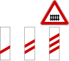 Distance panels for level crossing with barriers