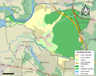 Carte en couleurs présentant l'occupation des sols.