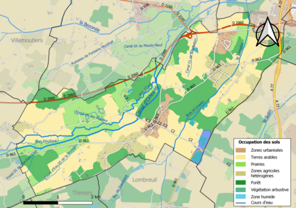 Carte des infrastructures et de l'occupation des sols de la commune en 2018 (CLC).