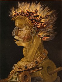 Arcimboldo: El fuego (1566), en su serie de los cuatro elementos. Museo de Historia del Arte de Viena.