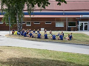 Samling under björken.