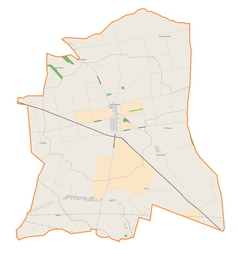 Mapa konturowa gminy Dąbrowice, u góry nieco na prawo znajduje się punkt z opisem „Augustopol”