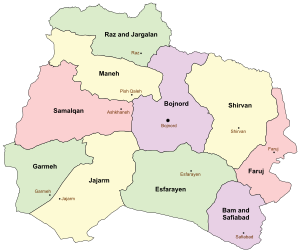 Counties of North Khorasan Province