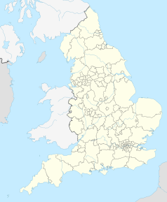 Mapa konturowa Anglii, blisko centrum u góry znajduje się punkt z opisem „Accrington”