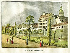 Promenadenring au niveau de Saint-Thomas, en 1800. Le bâtiment principal est l'école Saint-Thomas.