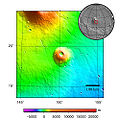 Topografía de Albor Tholus e ós seu arredores.