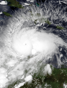 Visible satellite imagery of Hurricane Matthew at Category 5 intensity on October 1