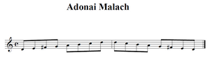 uma representação visual da escala Adona Malach D, E, FPredefinição:Music, G, A, B, C, D