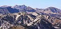 View from Clayton Peak looking toward Sugarloaf Mountain (center), Twin Peaks behind left, Mount Baldy to right.