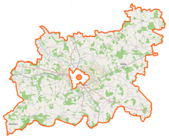 Mapa konturowa powiatu siedleckiego, po lewej znajduje się punkt z opisem „Wilczonek”