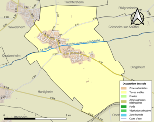 Carte en couleurs présentant l'occupation des sols.