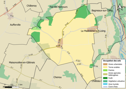 Carte des infrastructures et de l'occupation des sols en 2018 (CLC) de la commune.