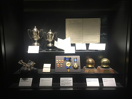 Een speciale vitrine in het Real Madrid-museum gewijd aan Di Stéfano met onder meer twee van zijn Pichichi-trofeeën, de FIFA Order of Merit-medaille en zijn vijf Europacup I-medailles