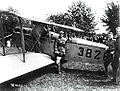 Maj. Ruben Fleet by Lt. Boyle's Jenny before the take off from Washington.