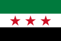 Drapeau de l'Armée syrienne libre, adopté officiellement par l'opposition le 4 novembre 2011[13].