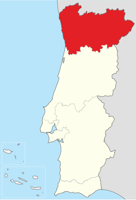 Localização da Região do Norte em Portugal