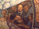 Detail of Man at the Crossroads, fresco at Palacio de Bellas Artes showing Vladimir Lenin