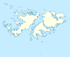 Mapa konturowa Falklandów, w centrum znajduje się punkt z opisem „North Arm”