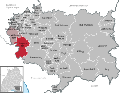 Elhelyezkedése Baden-Württemberg térképén