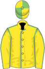 Yellow, light green seams, quartered cap