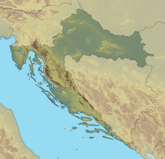 Mapa konturowa Chorwacji, po lewej znajduje się punkt z opisem „Lošinj”