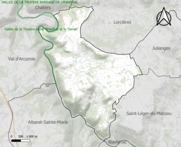 Carte de la ZNIEFF de type 1 sur la commune.