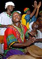 A drummer wearing a dashiki in Accra, Ghana