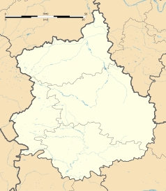 Mapa konturowa Eure-et-Loir, w centrum znajduje się punkt z opisem „Sandarville”