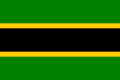 Bandeira de Tanganica (1 de maio de 1961 a 26 de abril de 1964) e Tanzania (26 de abril de 1964 a 30 de xuño de 1964)