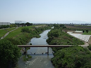 島大橋（岐阜市一日市場）より下流方向を望む。2008年5月6日撮影