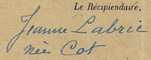 signature de Jeanne Labric