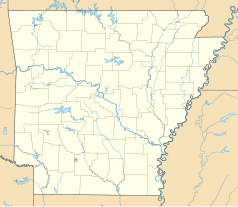 Mapa konturowa Arkansas, u góry znajduje się punkt z opisem „Ash Flat”