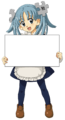 Holding up a blank sign, for various uses