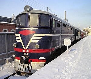 ТЭ7-013 в музее Октябрьской железной дороги (Варшавский вокзал, Санкт-Петербург)