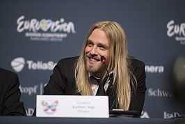 Eyþór Ingi Gunnlaugsson tijdens het Eurovisiesongfestival 2013