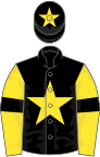 Black, yellow star, yellow sleeves, black armlets, black cap, yellow star