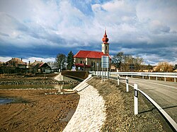 Cross-border bridge with the parish church