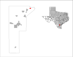 Location of Sandia in Jim Wells County, Texas