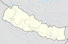 Mapa konturowa Nepalu, w centrum znajduje się punkt z opisem „Chhusang”