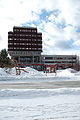 Rådhuset på Tynset, med kjempesparken i forgrunnen.