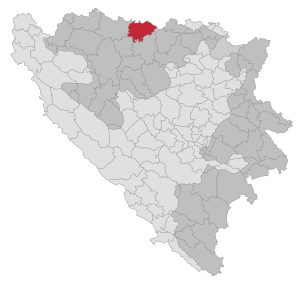 Lage der Gemeinde Srbac in Bosnien und Herzegowina (anklickbare Karte)