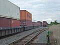 Passing sidings in North America can be very long. This one in Bolton, Ontario – the track on the right – measures some 3.5 km (2.2 mi).