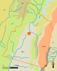 Carte géologique schématique, avec légendes, d’un territoire communal.