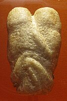 The Ain Sakhri lovers; c. 9000 BCE (late Epipalaeolithic Near East); calcite; height: 10.2 cm, width: 6.3 cm; from Ain Sakhri (near Bethleem, Israel); British Museum (London)