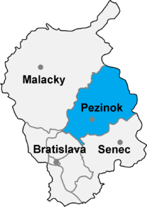 Poziția localității Districtul Pezinok