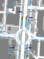 Mapa zonal de la estación de metro de Santiago Bernabeu con los recorridos de las líneas de autobuses, entre las que aparece el 40.