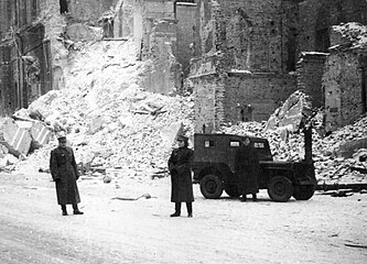 Warsaw 1945: Willys jeep used by the Polish First Army as part of U.S. Lend-Lease program